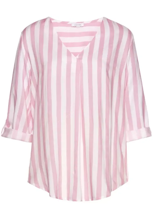 Outlet LASCANA Schlupfbluse Weis-Rosa