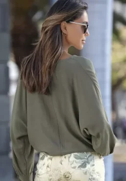 Outlet Vivance Schlupfbluse Khaki