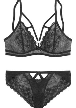 Best petite fleur gold Set: Bralette-Bh Schwarz-Silberfarben