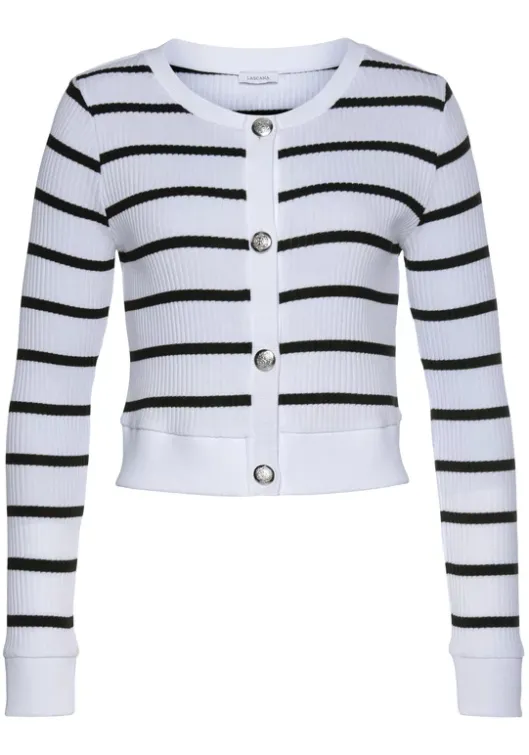 Outlet LASCANA Shirtjacke Weis-Schwarz-Gestreift