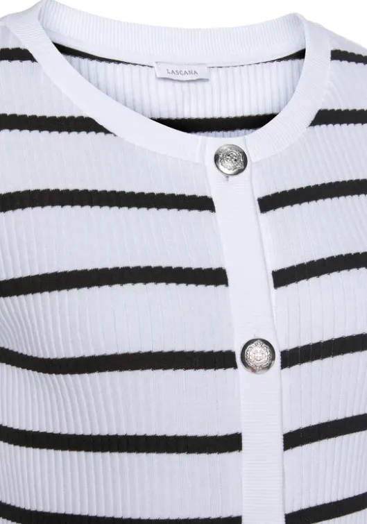 Outlet LASCANA Shirtjacke Weis-Schwarz-Gestreift
