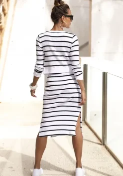 Best LASCANA Shirtkleid Weis-Schwarz-Gestreift