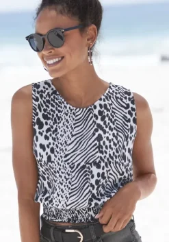 Hot Vivance Shirttop Creme-Schwarz Bedruckt