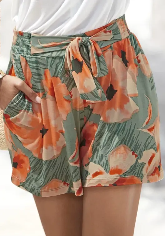 Hot LASCANA Shorts Grun-Orange Bedruckt