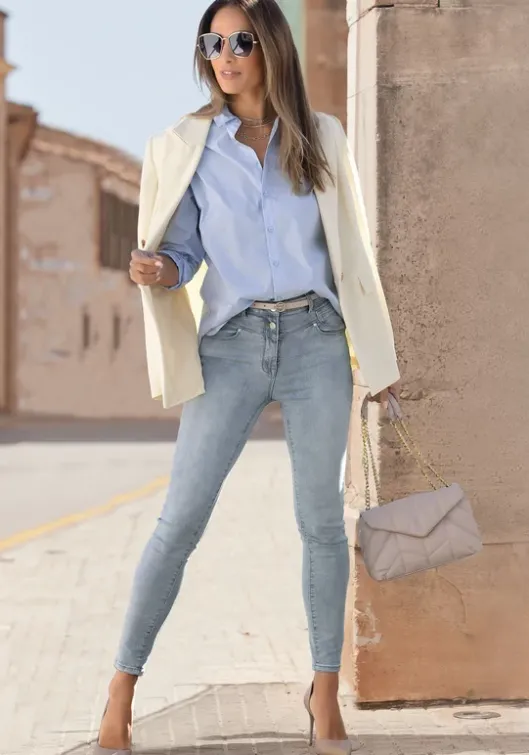 Outlet LASCANA Skinny-Fit-Jeans Blue-Washed
