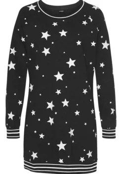 New Vivance Dreams Sleepshirt"Wb#Ot4-9Sd8012021-Vd Sternedruck" Schwarz- Weis