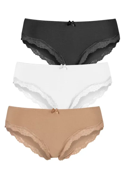Hot LASCANA Slip White, Schwarz, Beige
