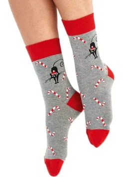 Sale H.I.S Socken Jeans-Grau-Rot-Gemustert