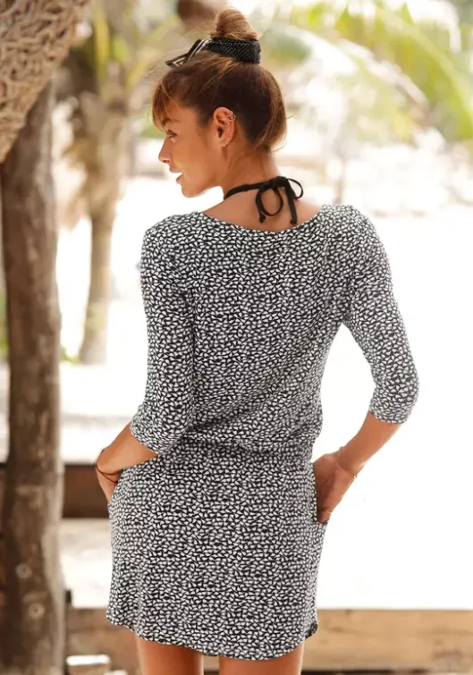 Outlet s.Oliver Sommerkleid Schwarz-Creme-Bedruckt