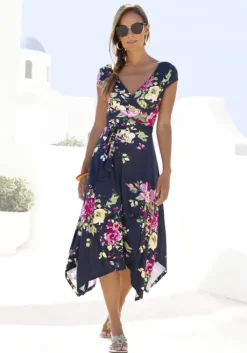 Discount Beachtime Sommerkleid Marine-Bedruckt