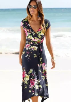 Discount Beachtime Sommerkleid Marine-Bedruckt