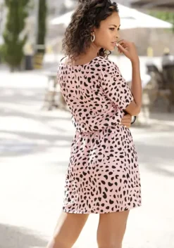 Hot Buffalo Sommerkleid Rose-Schwarz-Bedruckt