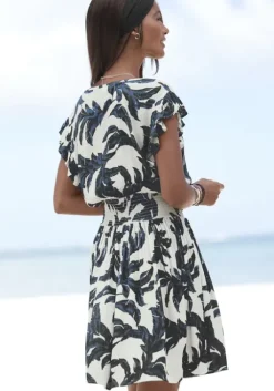 Discount s.Oliver Sommerkleid Sand-Schwarz Bedruckt