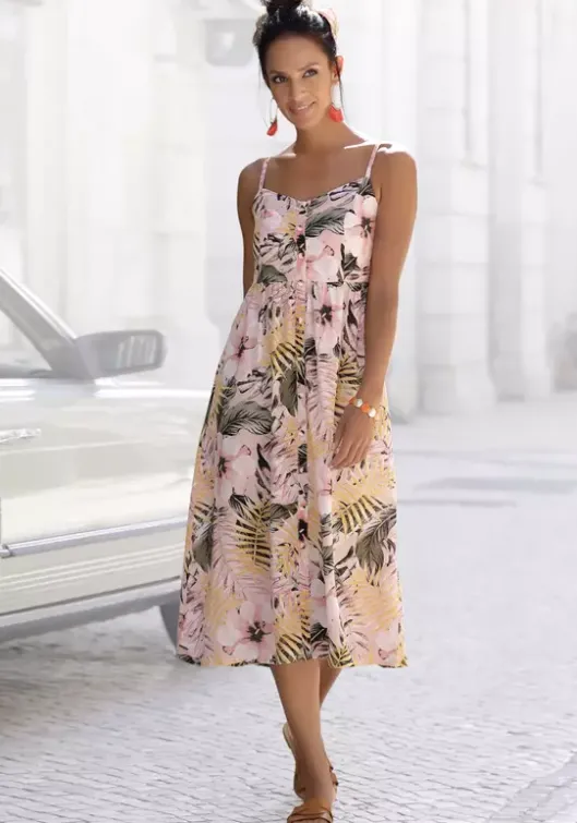 Hot LASCANA Sommerkleid Apricot-Bedruckt