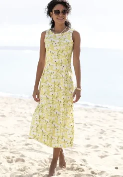 Clearance Beachtime Sommerkleid Gelb-Creme-Bedruckt