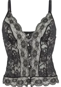 Hot petite fleur gold Spitzentop Schwarz