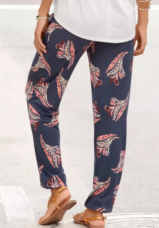 Outlet LASCANA Strandhose Marine-Rose-Bedruckt