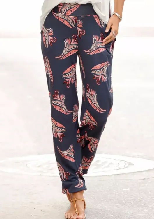 Outlet LASCANA Strandhose Marine-Rose-Bedruckt