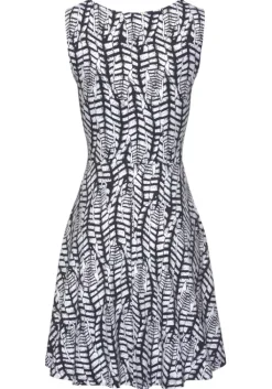 Clearance Beachtime Strandkleid Dunkelblau-Weis-Bedruckt
