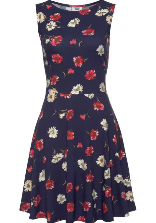 Outlet Beachtime Strandkleid Marine-Rot-Bedruckt