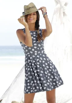 Outlet Beachtime Strandkleid Graublau-Bedruckt