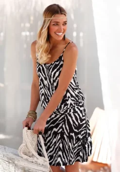 Hot Beachtime Strandkleid Schwarz-Weis-Bedruckt
