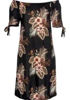Clearance Beachtime Strandkleid Schwarz-Bedruckt