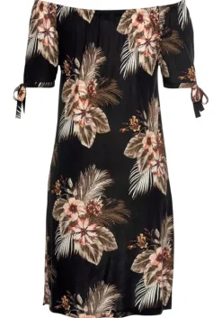 Clearance Beachtime Strandkleid Schwarz-Bedruckt