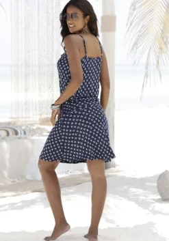 Discount Beachtime Strandkleid Blau-Weis-Bedruckt