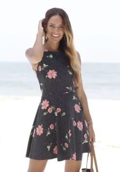 Hot Beachtime Strandkleid Schwarz-Rot