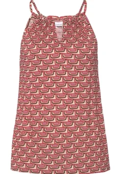 Outlet Vivance Strandtop Beige-Rot Bedruckt