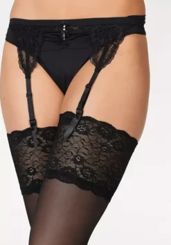 LASCANA Strapsstrumpfe Schwarz