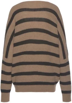 Sale Vivance Streifenpullover Camelfarben-Schwarz