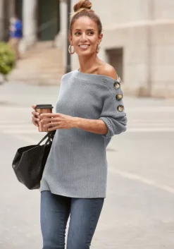 Sale LASCANA Strickpullover Hellgrau-Meliert