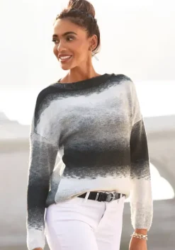 Hot Vivance Strickpullover Schwarz-Weis-Grau