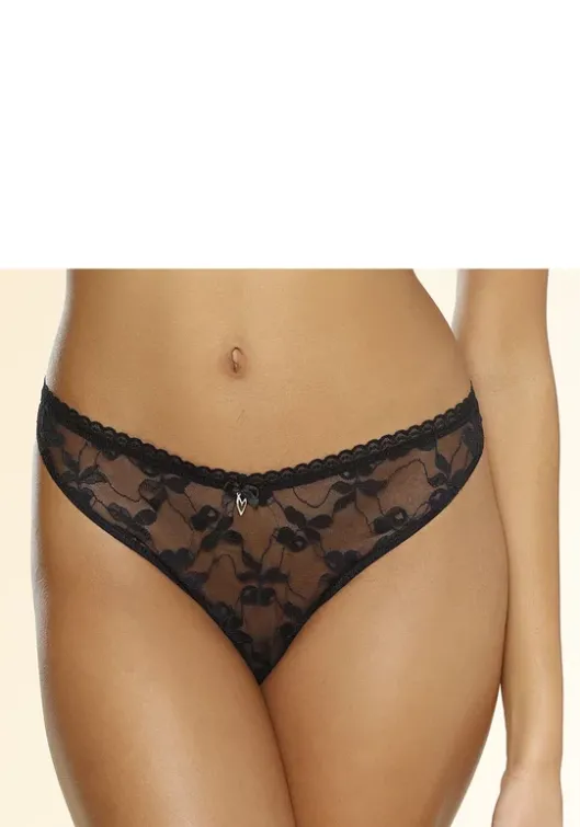 Hot petite fleur gold String-Ouvert Schwarz