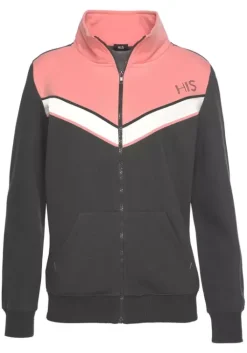 New H.I.S Sweatjacke Anthrazit-Rosa