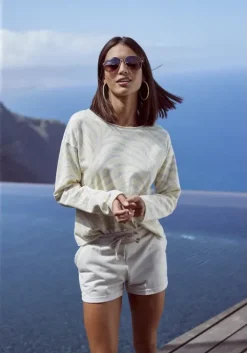 Best LASCANA Sweatshirt Hellgelb-Hellgrau-Gemustert