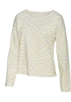 Best LASCANA Sweatshirt Hellgelb-Hellgrau-Gemustert