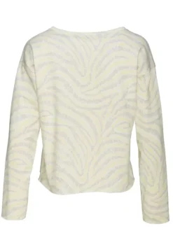 Best LASCANA Sweatshirt Hellgelb-Hellgrau-Gemustert