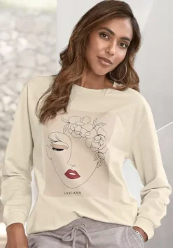 Online LASCANA Sweatshirt Hellbeige-Natur-Hellrosa