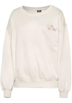 Clearance Buffalo Sweatshirt"Mit Rippbundchen" Creme