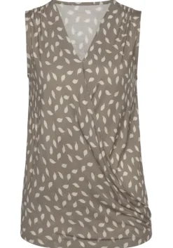 Discount Vivance Tanktop Taupe-Creme Bedruckt