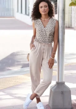 Discount Vivance Tanktop Taupe-Creme Bedruckt
