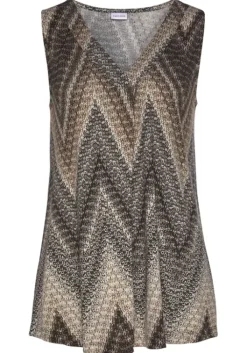 Best LASCANA Tanktop Schwarz-Braun-Creme Bedruckt