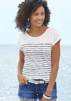 Discount Beachtime T-Shirt Weis-Navy