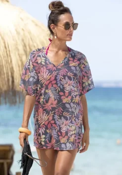 Clearance Vivance Tunika Blau-Orange-Bedruckt