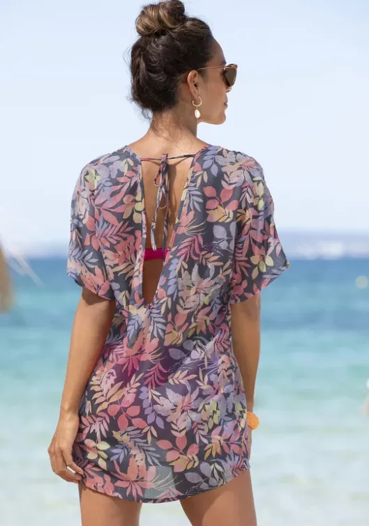 Clearance Vivance Tunika Blau-Orange-Bedruckt