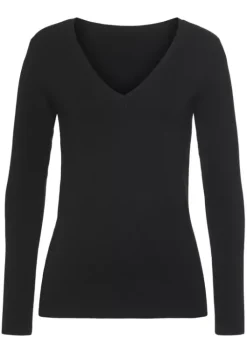 Sale Vivance V-Ausschnitt-Pullover Schwarz