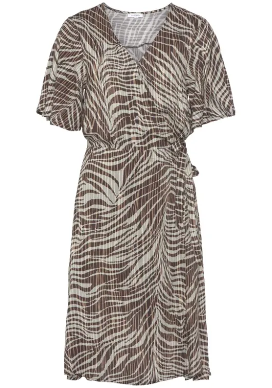 Discount LASCANA Wickelkleid Braun-Lindgrun Bedruckt